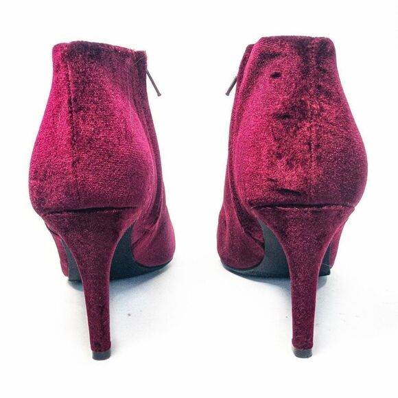 Old Navy Burgundy Wine Red Velvet Ankle Boots Sz 8 - Picture 4 of 9